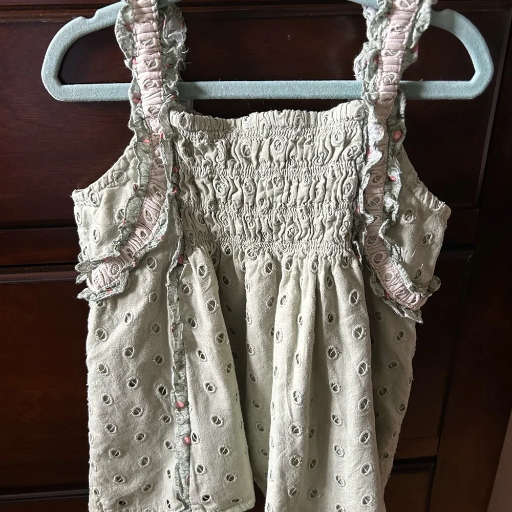 Anthropologie Kids Eyelet Ruffle Top in Light Green - Picture 2 of 5
